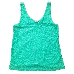 J. Crew Sequined Tank-Top Mint Green Size Medium